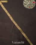 Black Pure Chiniya Silk Saree — Border