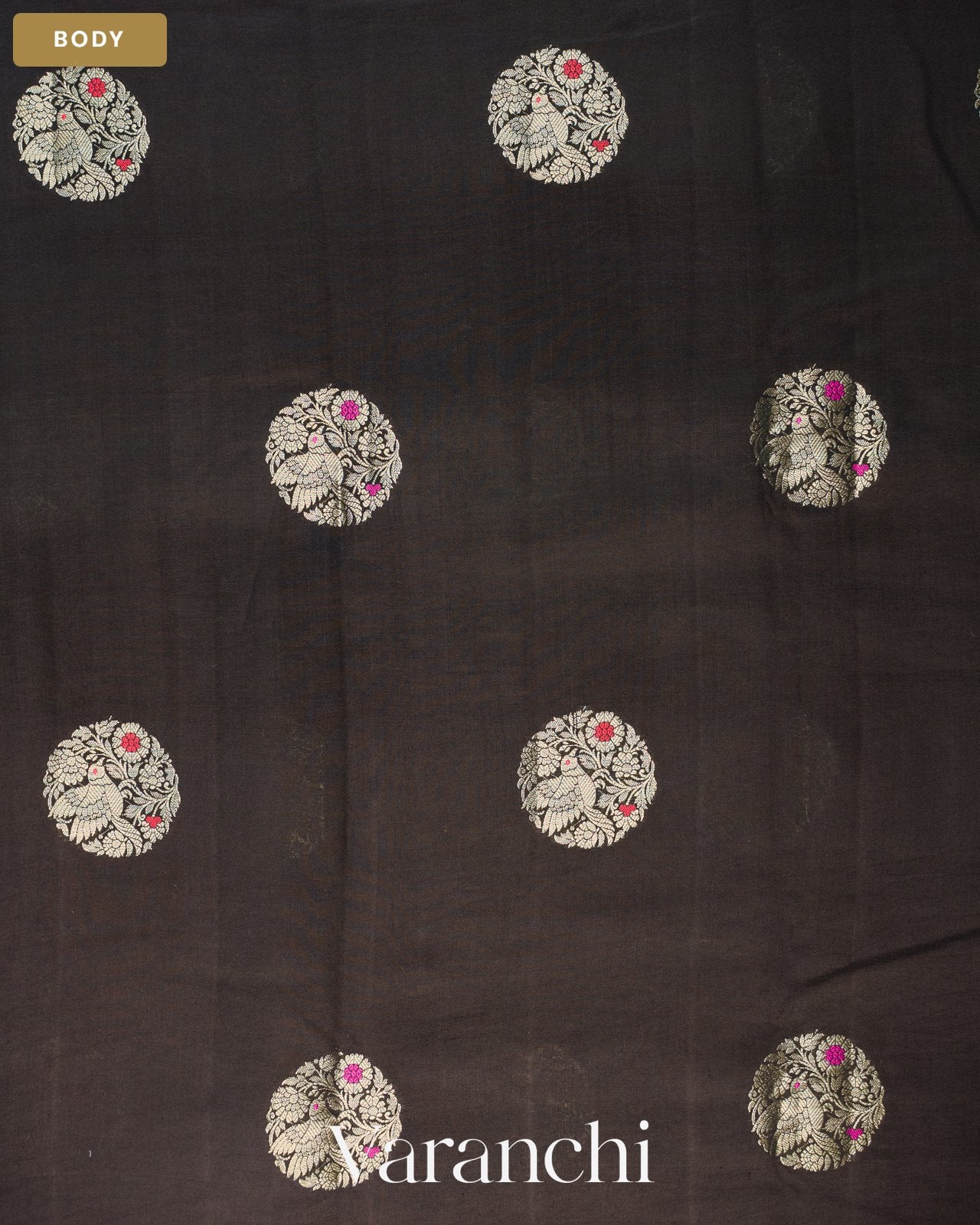 Black Pure Chiniya Silk Saree — Body