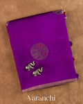Deep Purple Pure Chiniya Silk Saree — Folded