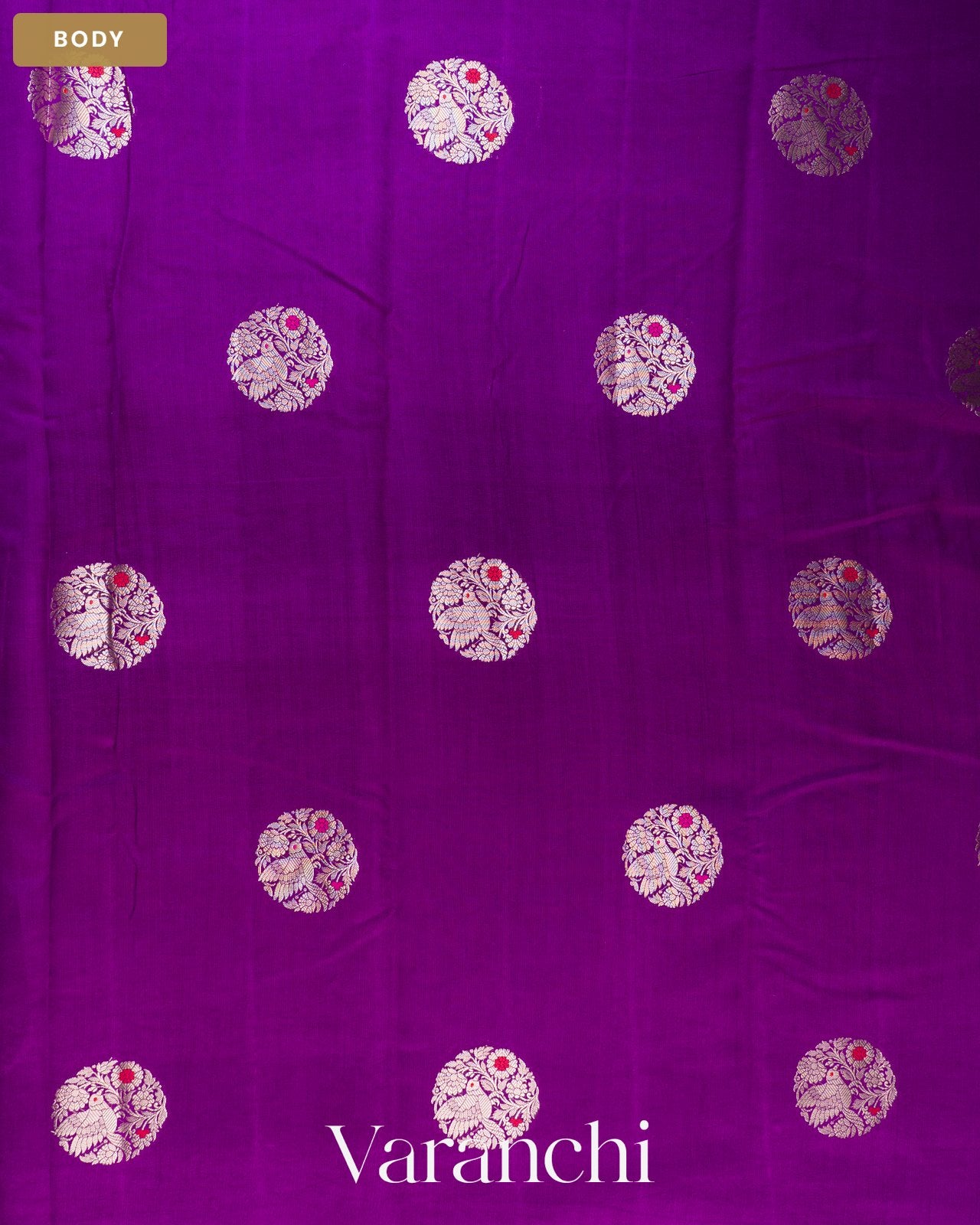 Deep Purple Pure Chiniya Silk Saree — Body