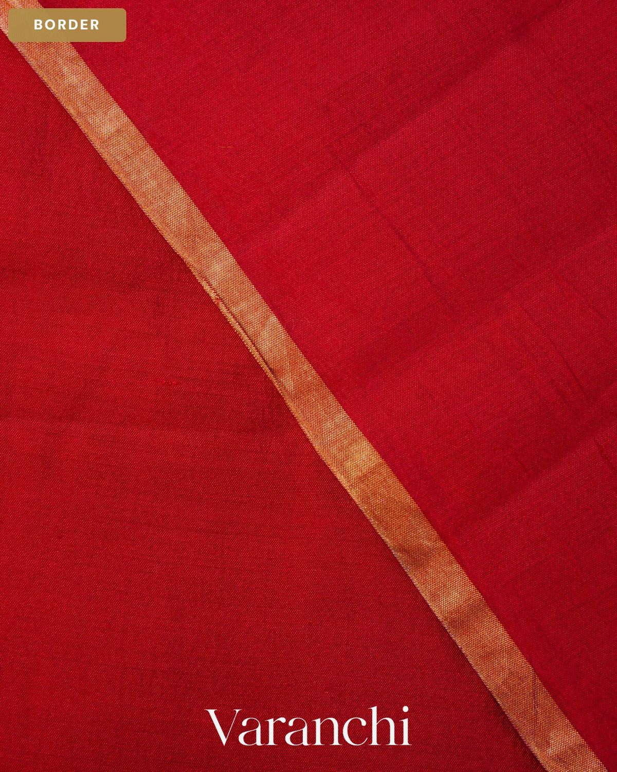 Crimson Red Pure Chiniya Silk Saree — Border