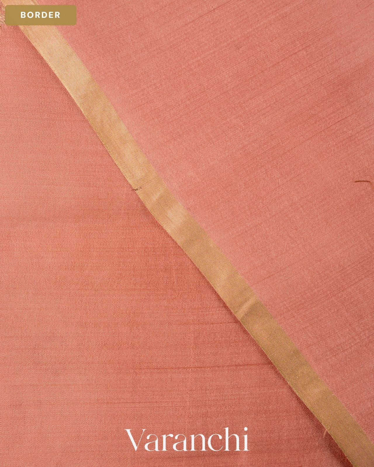 Peach Pure Chiniya Silk Saree — Border