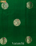 Bottle Green Pure Chiniya Silk Saree — Body