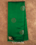Bottle Green Pure Chiniya Silk Saree — Full Saree