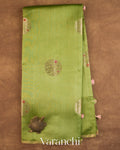 Pista Green Pure Chiniya Silk Saree — Full Saree