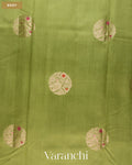 Pista Green Pure Chiniya Silk Saree — Body