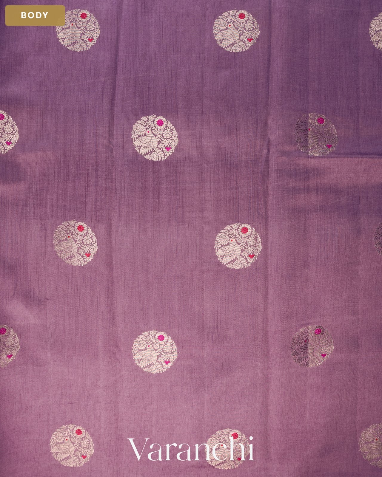 Lavender Circular Butta Pure Chiniya Silk Saree — Body