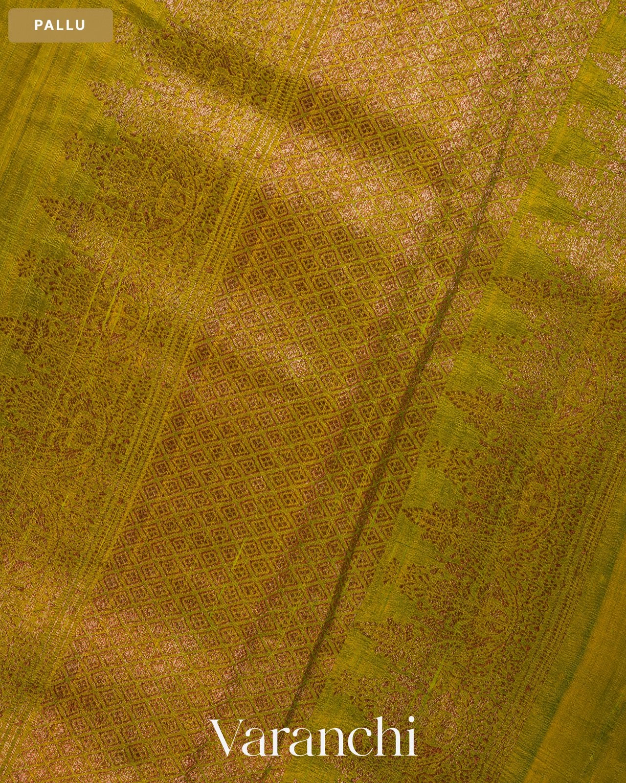 Olive Green Pure Raw Silk Handloom Saree — Pallu