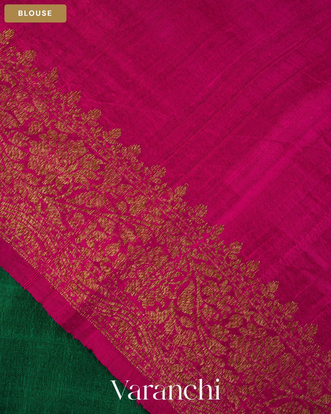 Rama Green Pure Raw Silk Handloom Saree — Blouse