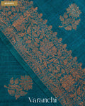 Peacock Blue Pure Raw Silk Handloom Saree — Border