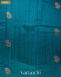 Peacock Blue Pure Raw Silk Handloom Saree — Body