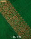 Emerald Green Pure Raw Silk Handloom Saree — Border