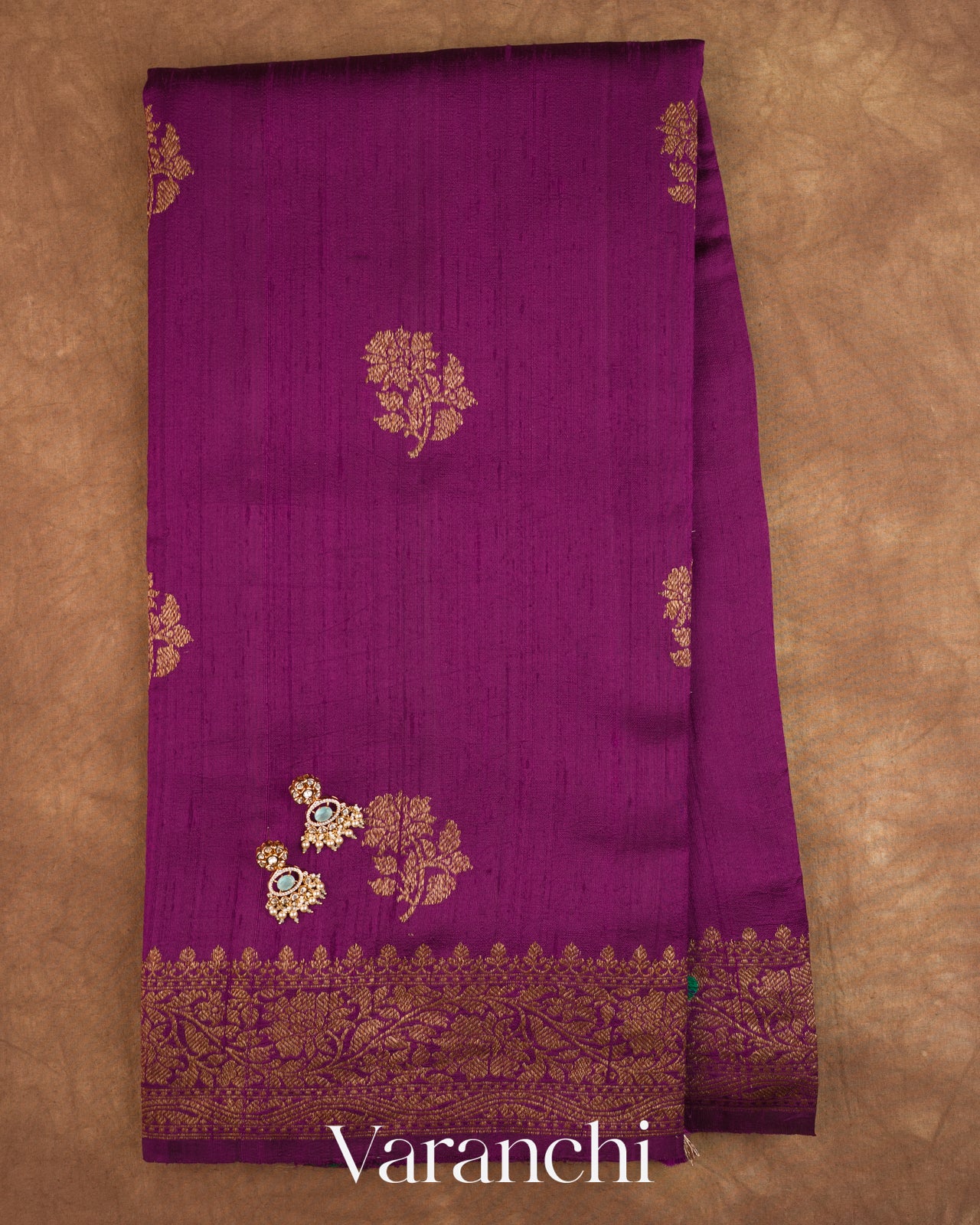 Wine Purple Pure Raw Silk Handloom Saree — Full Saree