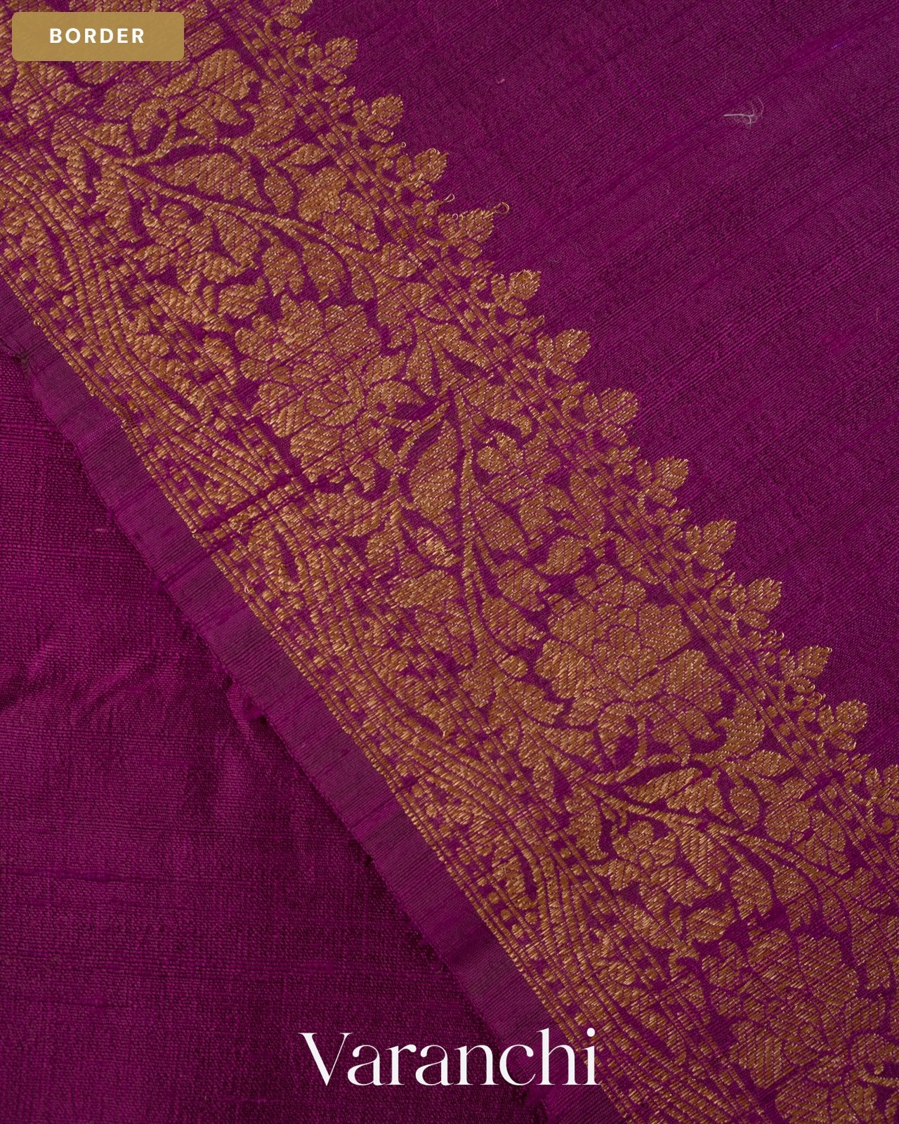 Wine Purple Pure Raw Silk Handloom Saree — Border
