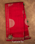 Ruby Red Pure Raw Silk Handloom Saree — Full Saree