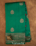 Rama Green Pure Raw Silk Handloom Saree — Full Saree