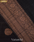 Jet Black Pure Raw Silk Handloom Saree — Border