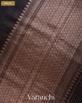 Jet Black Pure Raw Silk Handloom Saree — Pallu