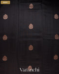 Jet Black Pure Raw Silk Handloom Saree — Body