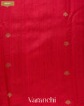 Ruby Red Borderless Pure Raw Silk Handloom Saree — Body
