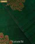 Bottle Green Borderless Pure Raw Silk Handloom Saree — Border