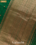 Bottle Green Borderless Pure Raw Silk Handloom Saree — Pallu
