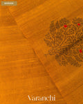 Golden Yellow Borderless Pure Raw Silk Handloom Saree — Border