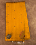 Golden Yellow Borderless Pure Raw Silk Handloom Saree — Full Saree