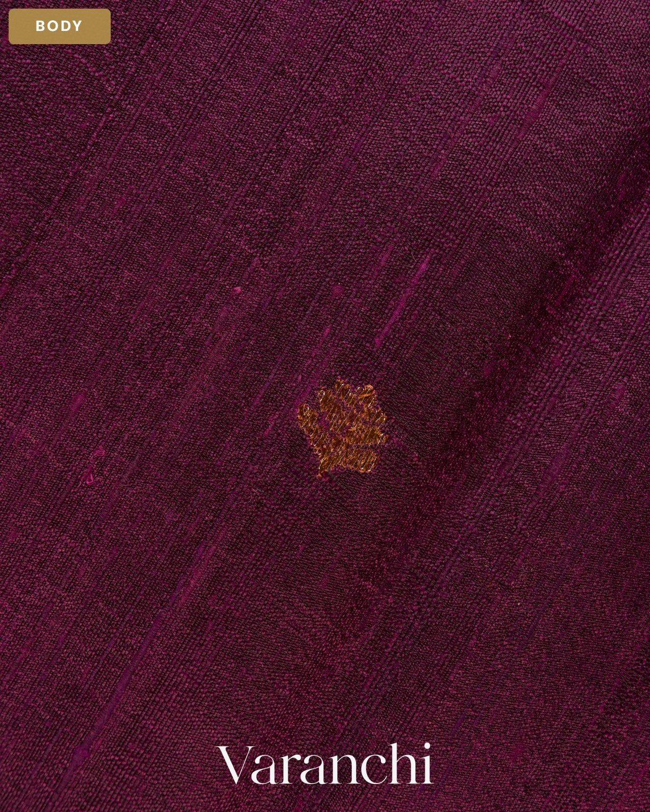 Deep Wine Borderless Pure Raw Silk Handloom Saree — Body