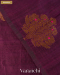 Deep Wine Borderless Pure Raw Silk Handloom Saree — Border