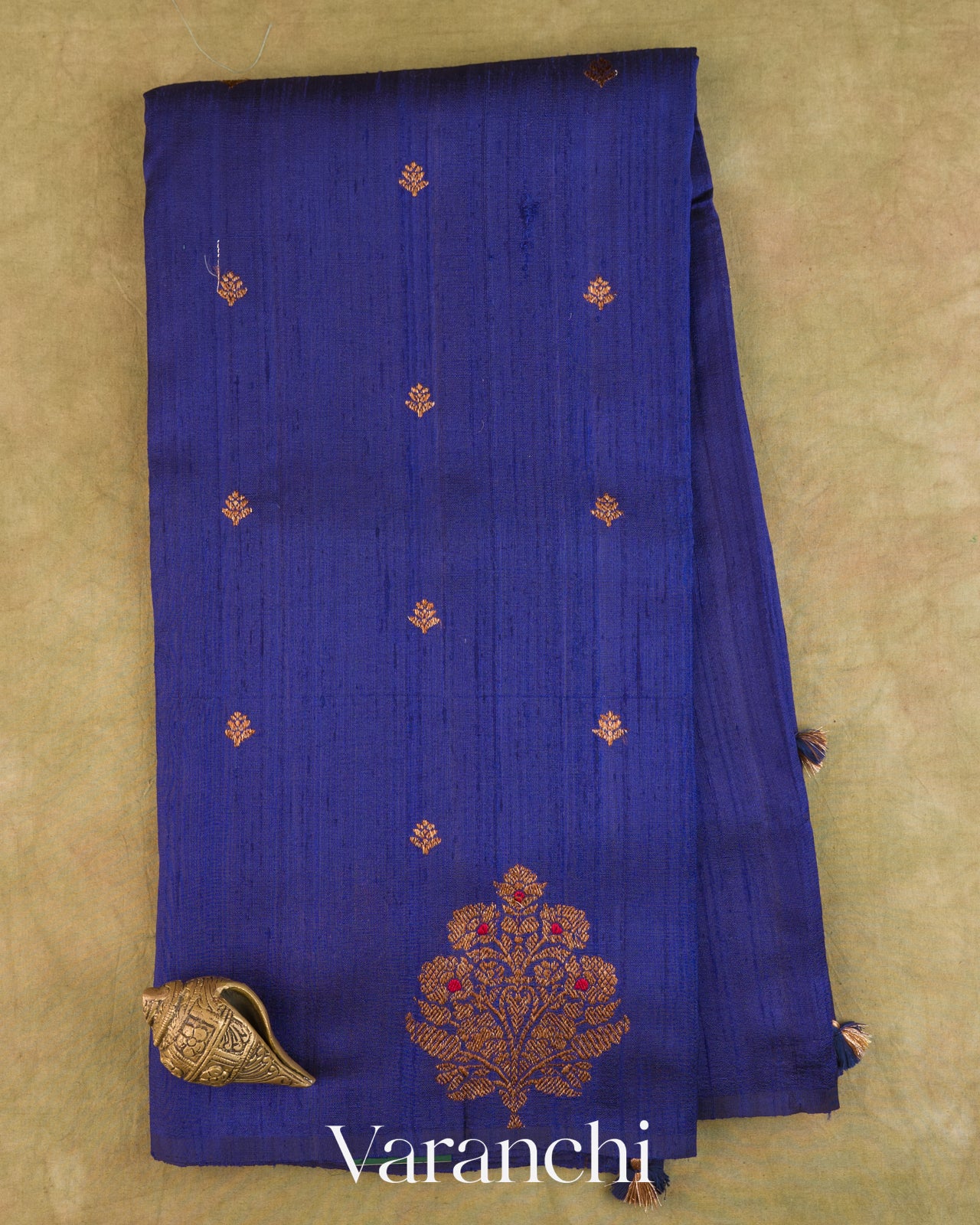 Royal Violet Pure Raw Silk Handloom Saree — Full Saree