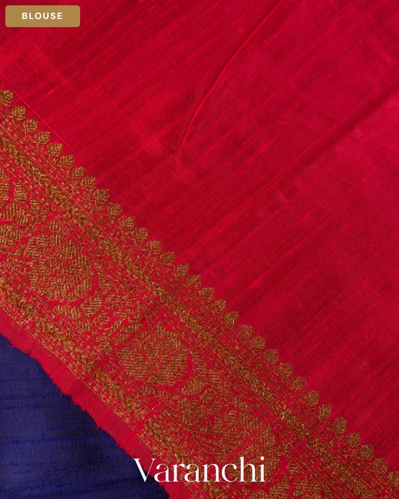 Royal Violet Pure Raw Silk Handloom Saree — Blouse