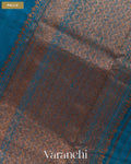 Royal Blue Borderless Pure Raw Silk Handloom Saree — Pallu