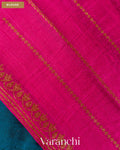 Royal Blue Borderless Pure Raw Silk Handloom Saree — Blouse