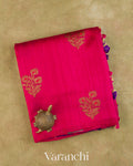 Rani Pink Borderless Pure Raw Silk Handloom Saree — Folded