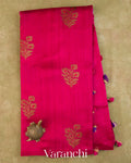 Rani Pink Borderless Pure Raw Silk Handloom Saree — Full Saree