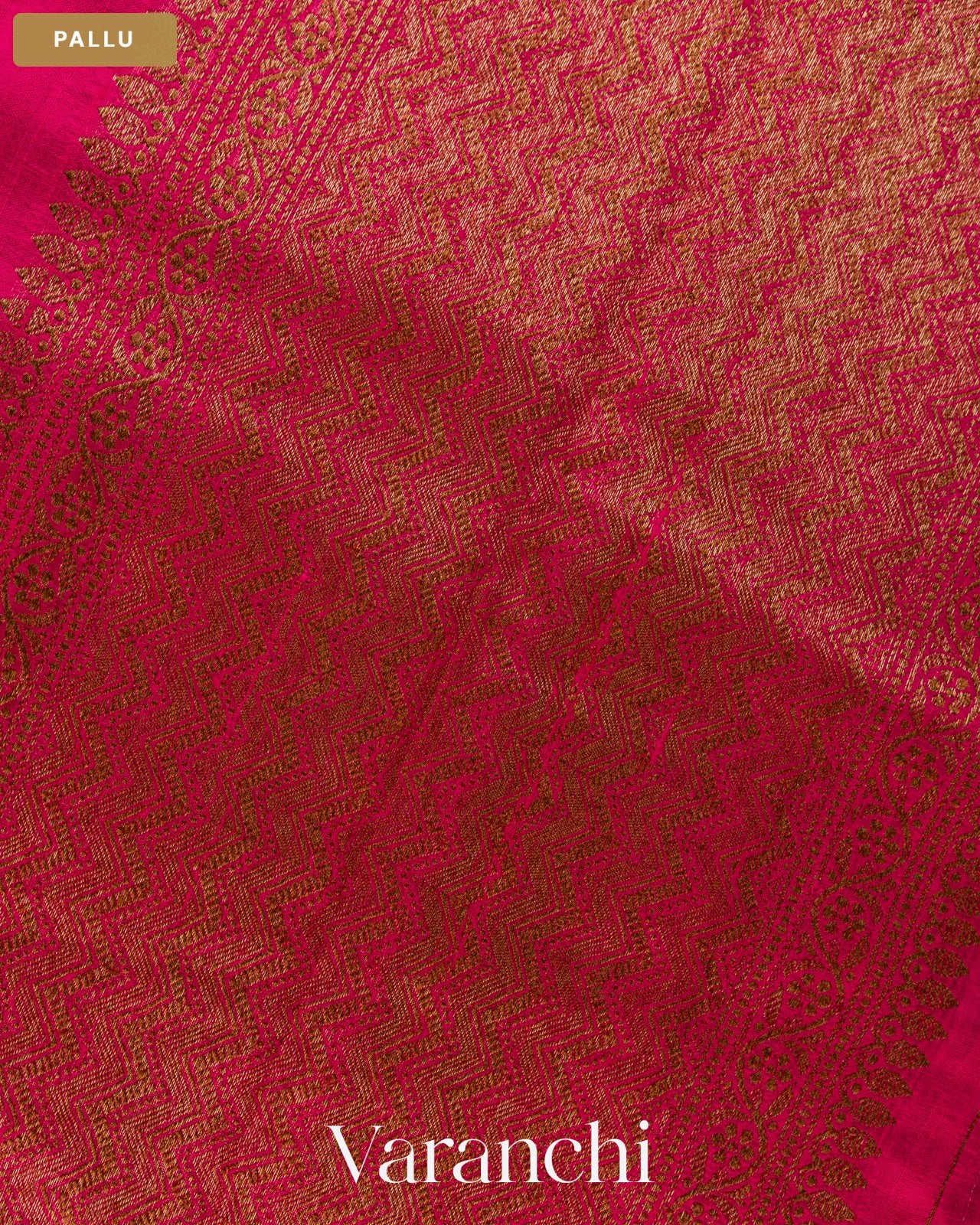 Rani Pink Borderless Pure Raw Silk Handloom Saree — Pallu