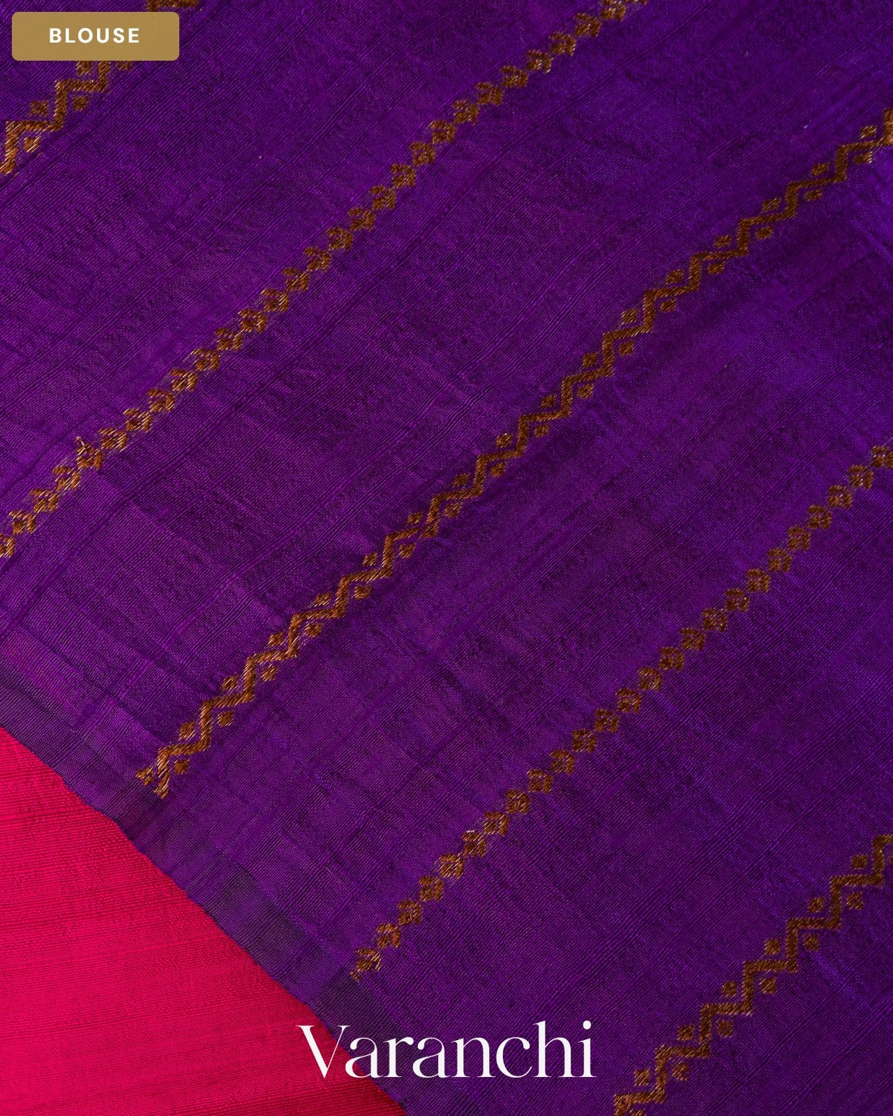 Rani Pink Borderless Pure Raw Silk Handloom Saree — Blouse