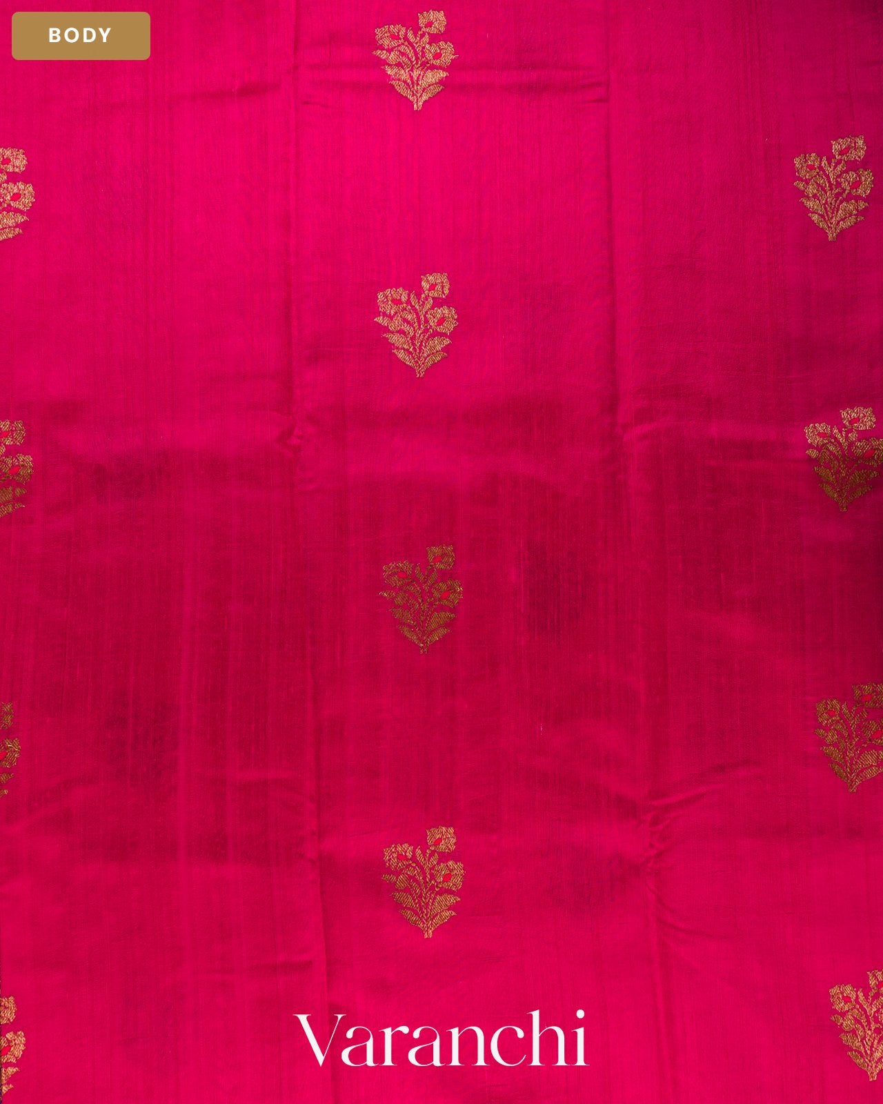 Rani Pink Borderless Pure Raw Silk Handloom Saree — Body
