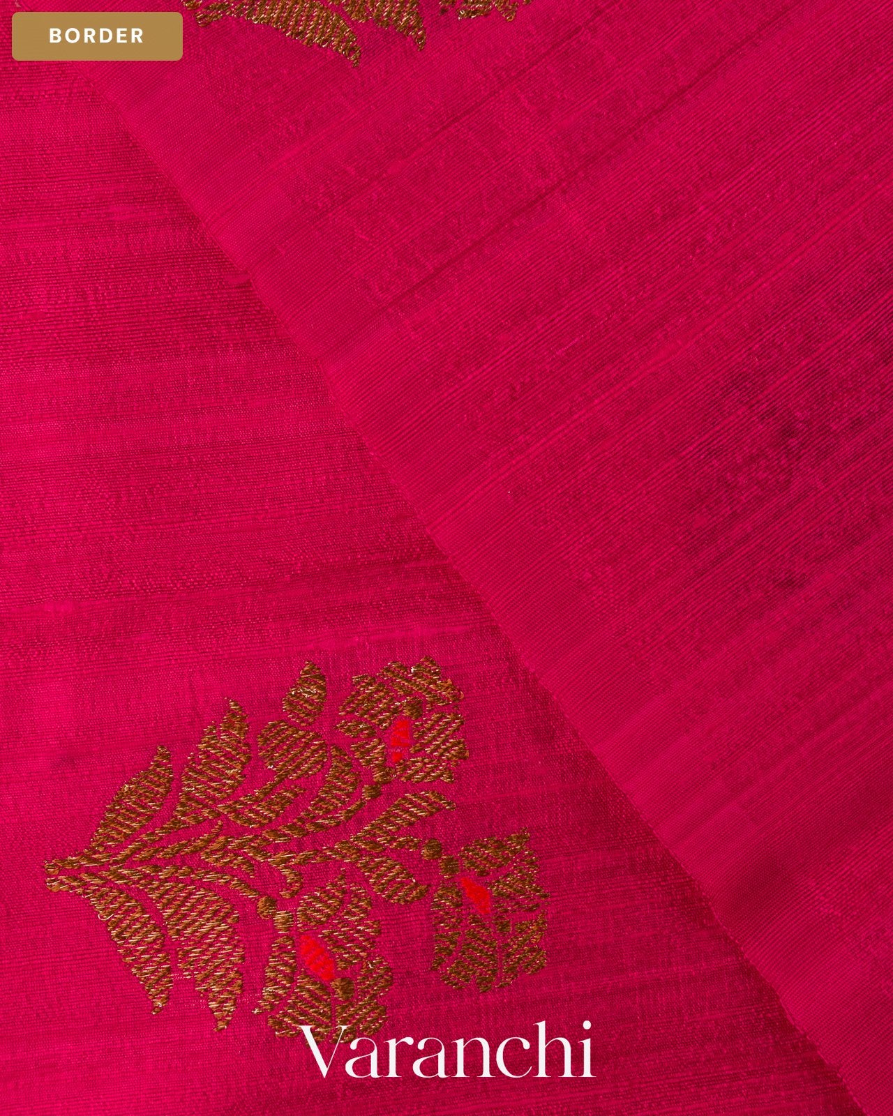 Rani Pink Borderless Pure Raw Silk Handloom Saree — Border