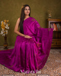 Rich Magenta Borderless Pure Raw Silk Handloom Saree — Draped