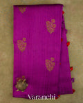 Rich Magenta Borderless Pure Raw Silk Handloom Saree — Full Saree