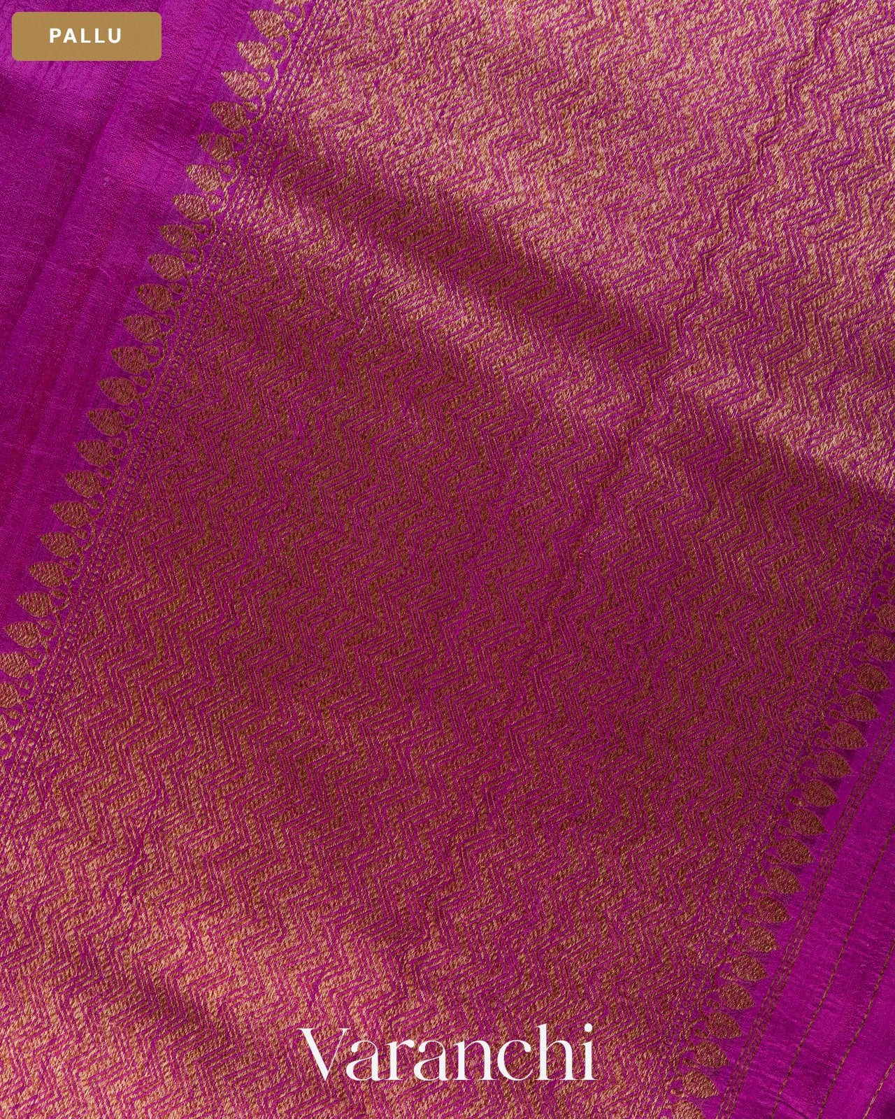 Rich Magenta Borderless Pure Raw Silk Handloom Saree — Pallu