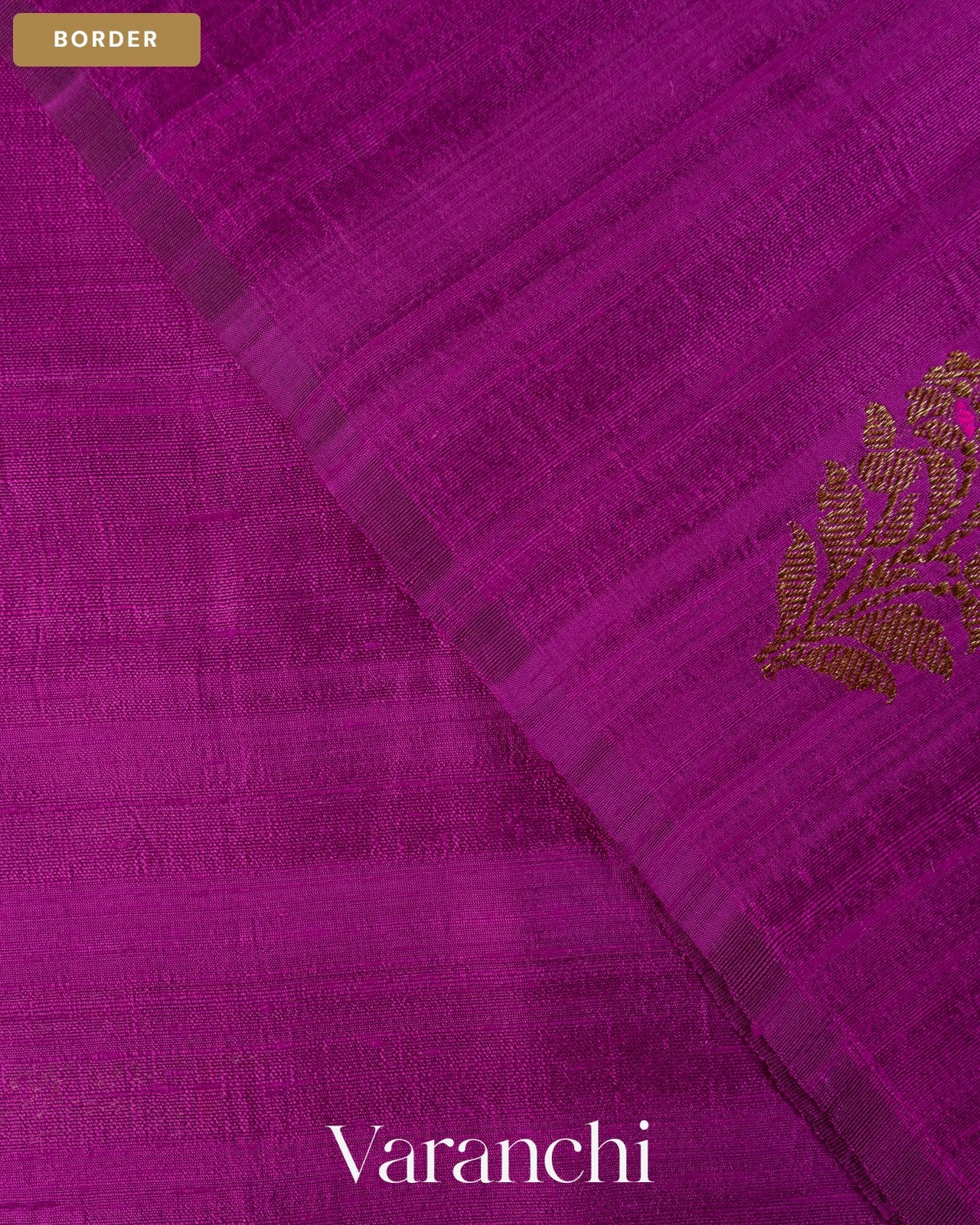 Rich Magenta Borderless Pure Raw Silk Handloom Saree — Border