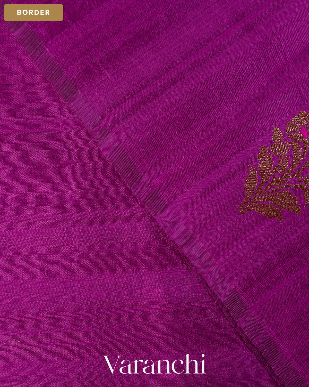 Rich Magenta Borderless Pure Raw Silk Handloom Saree — Border