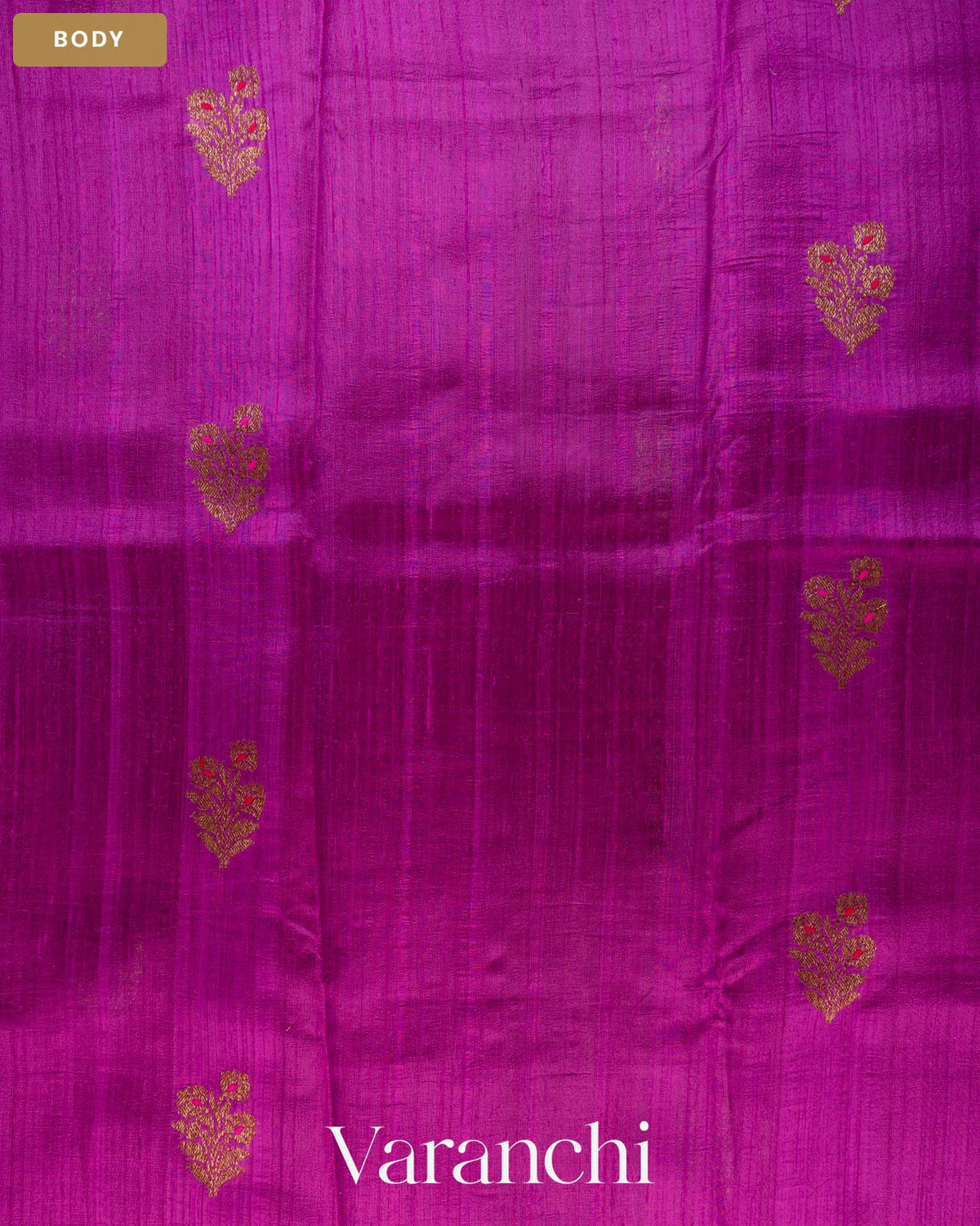 Rich Magenta Borderless Pure Raw Silk Handloom Saree — Body