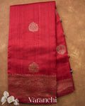 Wine Red Pure Raw Silk Handloom Saree — Full Saree