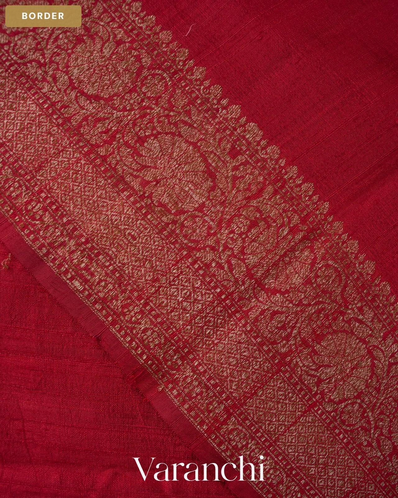 Wine Red Pure Raw Silk Handloom Saree — Border