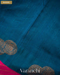 Rani Pink Striped Pure Raw Silk Handloom Saree — Blouse
