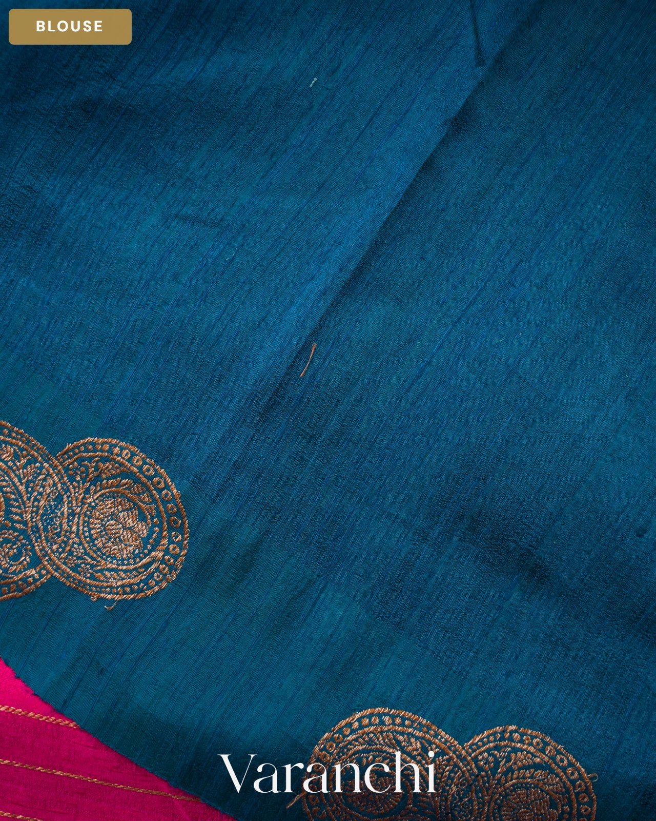 Rani Pink Striped Pure Raw Silk Handloom Saree — Blouse